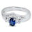 Oval Simulated Blue Sapphire Wedding Engagement Ring Set for Women