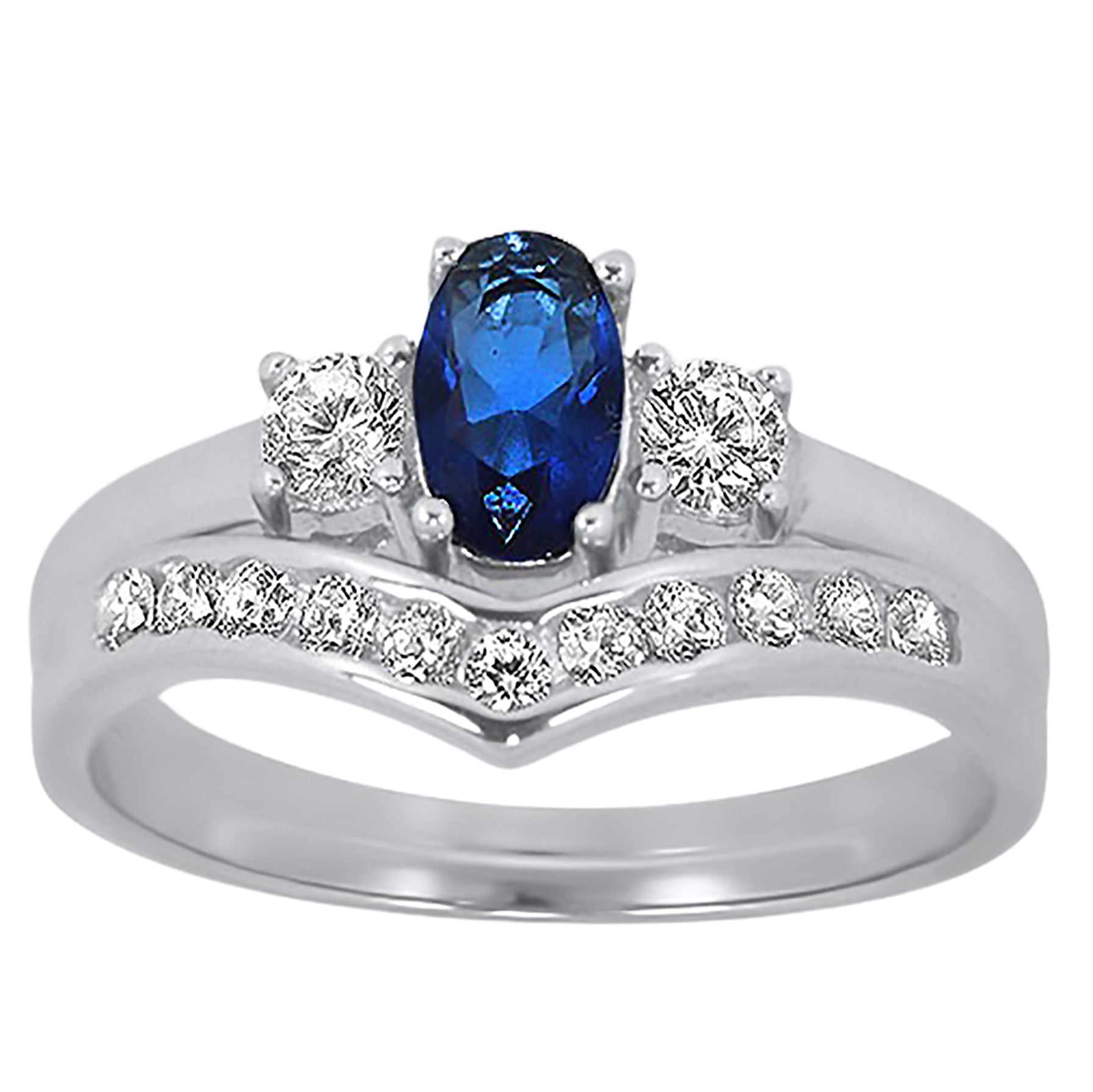 Realistic CZ Wedding Engagement Ring Set