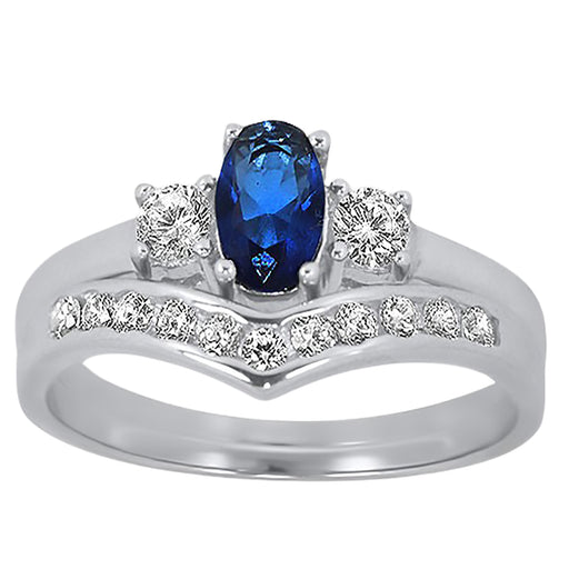 Realistic CZ Wedding Engagement Ring Set