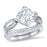 Angled view of the women's cz bridal ring set, showing the engagement ring and matching wedding band on white.