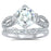 Front view of the women's cz bridal ring set, showing the engagement ring and matching wedding band on white.