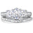 Three Stone CZ Wedding Engagement Ring Set