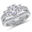 Three Stone CZ Wedding Engagement Ring Set