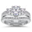 Three Stone CZ Wedding Engagement Ring Set