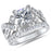 Front view of the women's cz bridal ring set, showing the engagement ring and matching wedding band on white.
