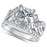 Side view of the women's cz bridal ring set, showing the engagement ring and matching wedding band on white.