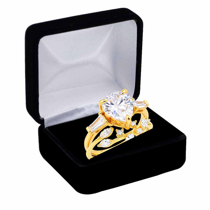 LaRaso & Co 3 CT Pear Cut White CZ 14K Gold Plated Silver Wedding Engagement Ring Set (Copy) (Copy)