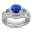 His Her Wedding Ring Set Blue Sapphire CZ Silver Bridal Engagement Set Titanium Wedding Band 10/10