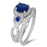 His Her Wedding Ring Set Blue Sapphire CZ Silver Bridal Engagement Set Titanium Wedding Band 10/10