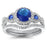 His Her Wedding Ring Set Blue Sapphire CZ Silver Bridal Engagement Set Titanium Wedding Band 10/10