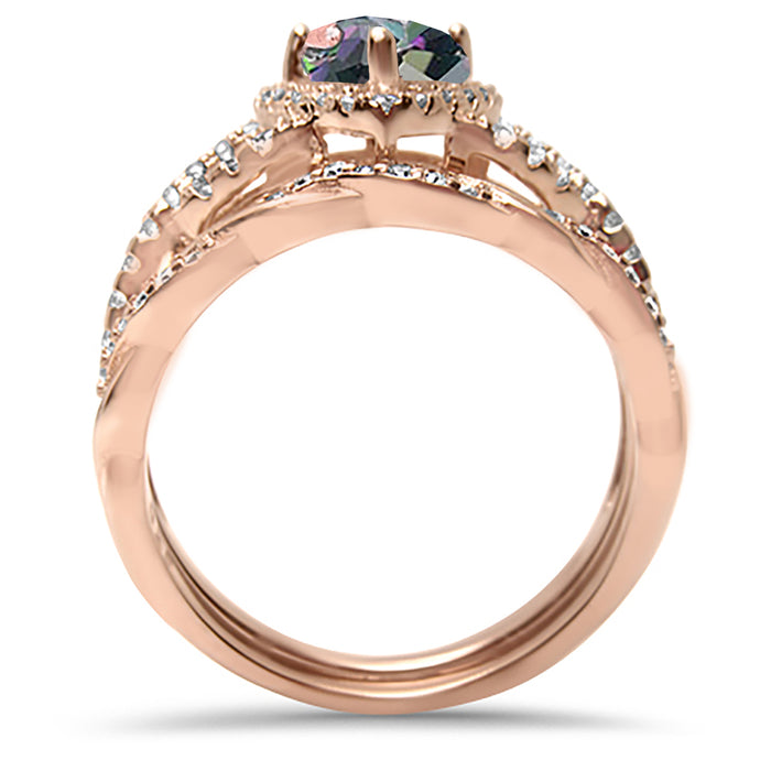 Black Heart Rose Gold EP Wedding Engagement Ring Set