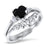 .50 Carat Black CZ Sterling Silver Wedding Engagement Ring Set for Women