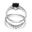 .50 Carat Black CZ Sterling Silver Wedding Engagement Ring Set for Women