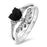 .50 Carat Black CZ Sterling Silver Wedding Engagement Ring Set for Women