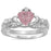 1 Carat Heart Cut Pink Topaz CZ Sterling Silver Wedding Engagement Ring Set for Women