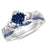 Simulated Sapphire Sterling Silver Claddagh Wedding Engagement Ring Set for Women