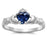 His Her Heart Cut Blue CZ Celtic Sterling Silver Titanium Wedding Engagement Ring Set