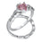 1 Carat Heart Cut Pink Topaz CZ Sterling Silver Wedding Engagement Ring Set for Women