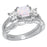 silver white opal cz wedding engagement ring set