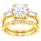 LaRaso & Co 1 CT Round Cut White CZ 14K Gold Plated Silver Wedding Engagement Ring Set Size 5