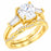 LaRaso & Co 1 CT Round Cut White CZ 14K Gold Plated Silver Wedding Engagement Ring Set Size 5