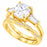 LaRaso & Co 1 CT Round Cut White CZ 14K Gold Plated Silver Wedding Engagement Ring Set Size 5