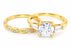 LaRaso & Co 1 CT Round Cut White CZ 14K Gold Plated Silver Wedding Engagement Ring Set Size 5