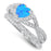 LaRaso & Co 1 Carat Created Blue Opal Birthstone Wedding Engagement Ring Set 925 Silver Size 10