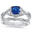 Blue White Princess Cut Wedding Engagement Ring Set for Women