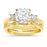 His Her Wedding Ring Set Gold Plated Silver CZ Bridal Set with Matching Band for Him
