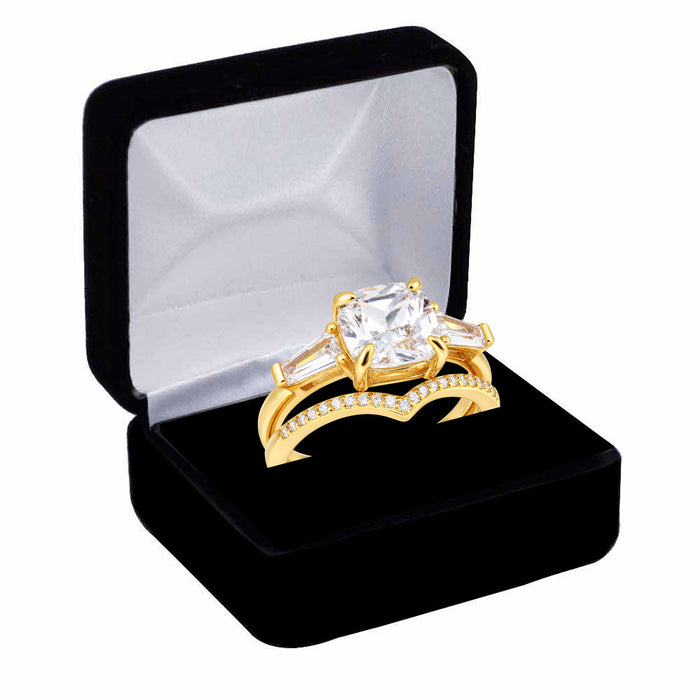 LaRaso & Co 1 CT Round Cut White CZ 14K Gold Plated Silver Wedding Engagement Ring Set