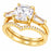 LaRaso & Co 1 CT Round Cut White CZ 14K Gold Plated Silver Wedding Engagement Ring Set