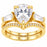 LaRaso & Co 3 CT Pear Cut White CZ 14K Gold Plated Silver Wedding Engagement Ring Set