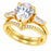 LaRaso & Co 3 CT Pear Cut White CZ 14K Gold Plated Silver Wedding Engagement Ring Set