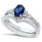 Oval Simulated Blue Sapphire Wedding Engagement Ring Set for Women