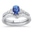 His and Hers Wedding Ring Set Blue CZ Silver Steel Bride Groom Rings