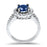 Simulated Blue Sapphire Halo Wedding Engagement Ring Set for Women