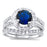 Simulated Blue Sapphire Halo Wedding Engagement Ring Set for Women