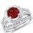 His and Her Wedding Rings, Ruby Red CZ July Birthstone Wedding Engagement Couples Rings Set