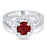 His and Her Wedding Rings, Ruby Red CZ Silver Titanium Wedding Engagement Couples Rings Set