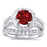 His and Her Wedding Rings, Ruby Red CZ Silver Titanium Wedding Engagement Couples Rings Set