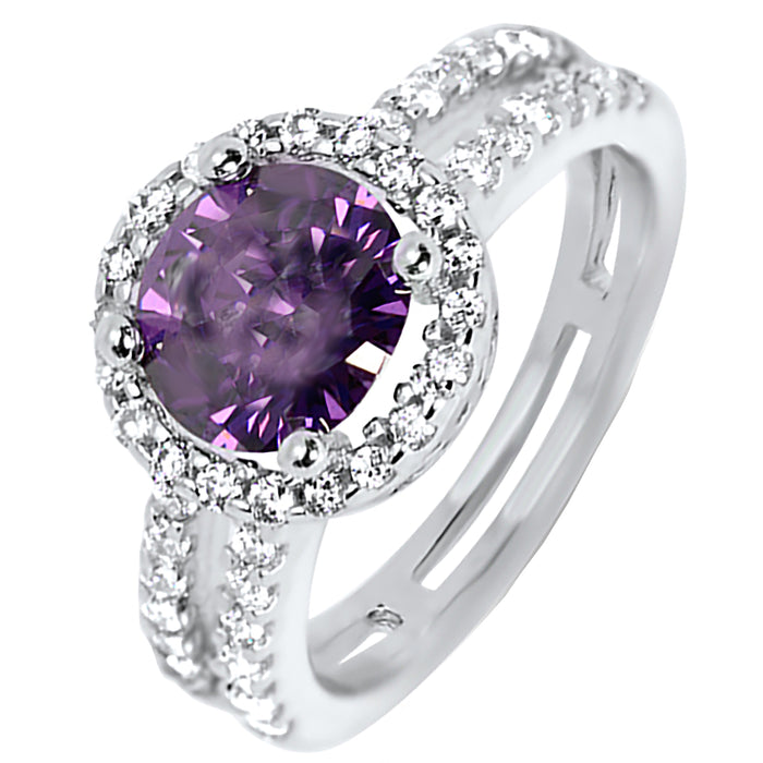 1 Carat Purple Simulated Amethyst February Birthstone Engagement Promise Ring for Women Size 10