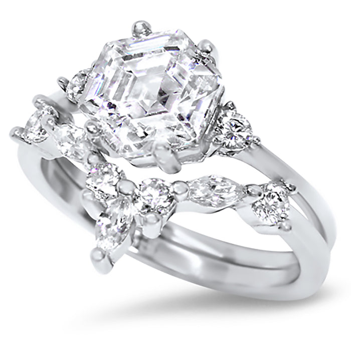 His and Her Art Deco Wedding Engagement Ring Set