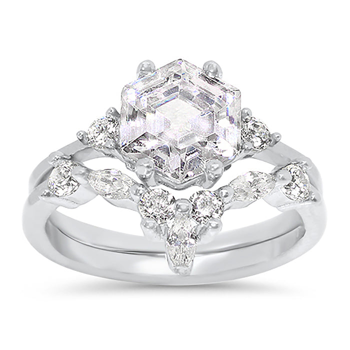 His and Her Art Deco Wedding Engagement Ring Set