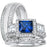 His Her Simulated Blue Sapphire Sterling Silver Wedding Ring Set