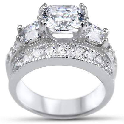Alternate view of vintage Style CZ Silver Wedding and Engagement Ring Set