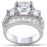 Vintage Style CZ Silver Wedding Engagement Ring Set for Women