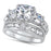 Vintage Style CZ Silver Wedding Engagement Ring Set for Women