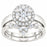 Art Deco Halo Setting Bridal Wedding Engagement Ring Set Sterling Silver for Women