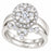 Art Deco Halo Setting Bridal Wedding Engagement Ring Set Sterling Silver for Women